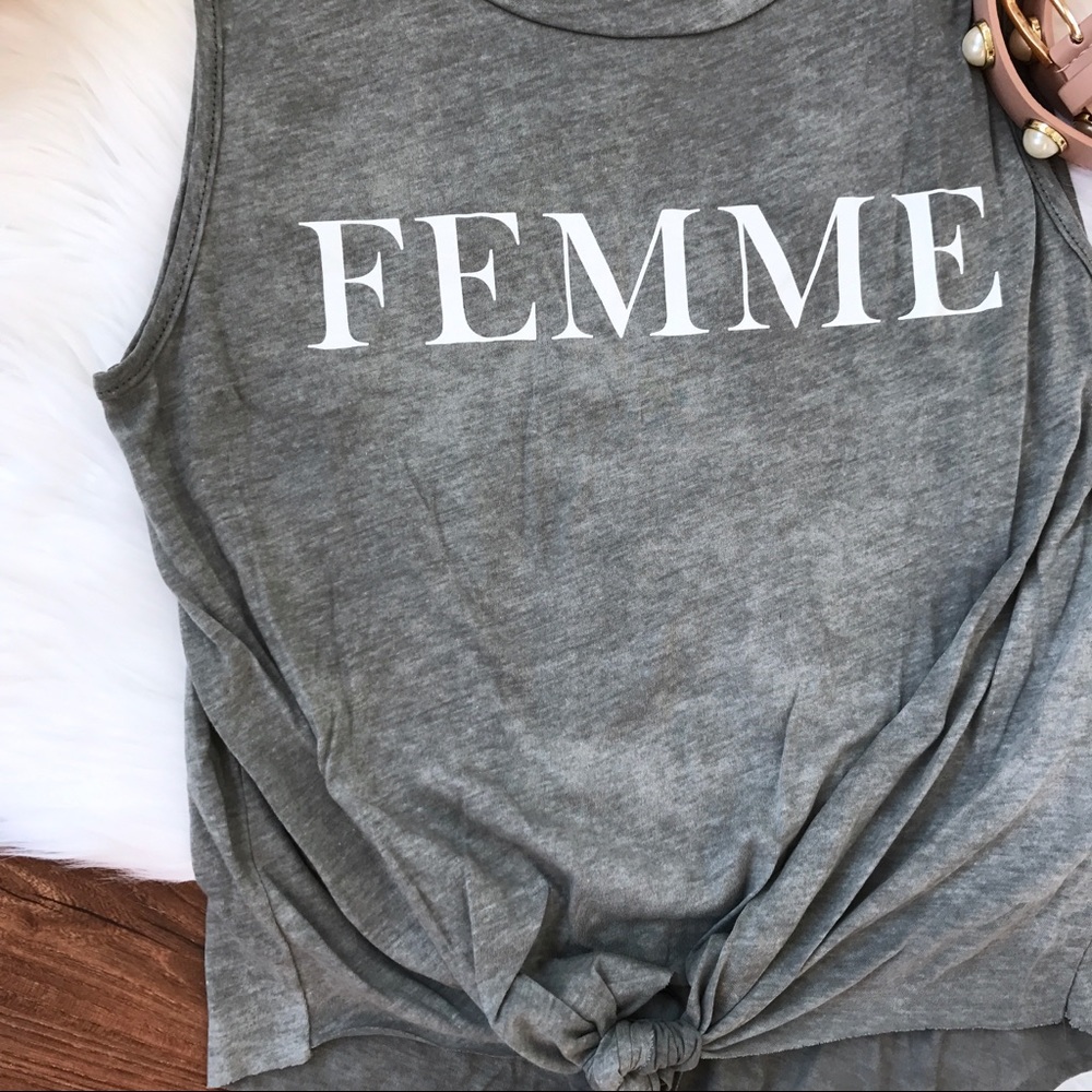 Femme Tie Waist Muscle Tank - Picture 5 of 7